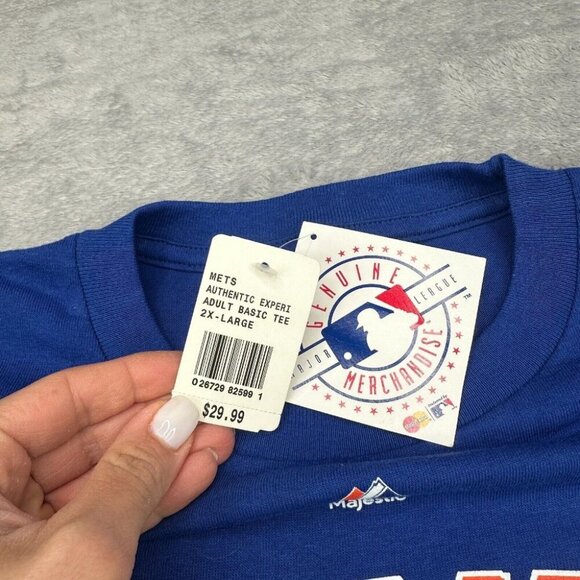 New York Mets T Shirt Mens 2XL XXL Blue Majestic Short Sleeve MLB Baseball NYM - Picture 3 of 13